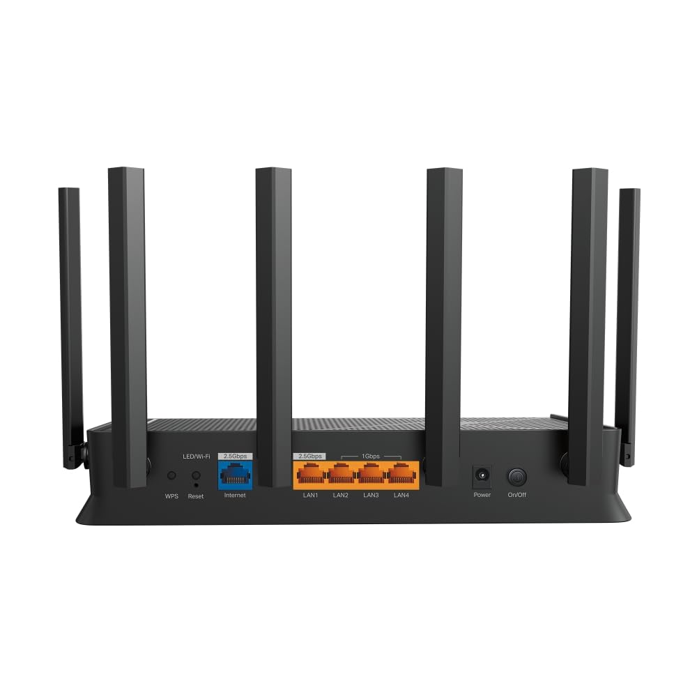 Archer BE400 Dual-Band BE6500 WiFi 7 Router | 4K/8K Streaming 6.5 Gbps | 1× 2.5 Gbps WAN/LAN + 3× 1 Gbps LAN Ports + 1× USB 3.0 | 6 Antennas | Compatible with Alexa and Google Assistant