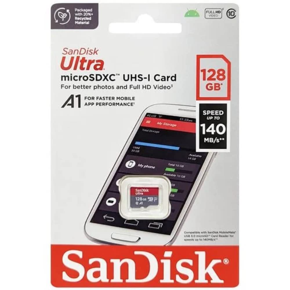 Ultra 128GB microSDXC UHS-I, 140MB/s R, Memory Card, 10 Y Warranty, for Smartphones
