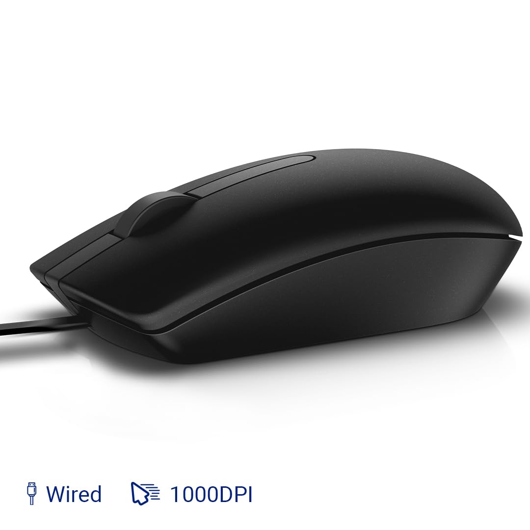 MS116 Wired Mouse, 1000 DPI, Scrolling Wheel, 2 Buttons, 1 x USB, Optical LED Tracking, Plug and Play, Scrolling Wheel, Black