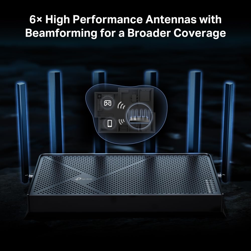 Archer BE400 Dual-Band BE6500 WiFi 7 Router | 4K/8K Streaming 6.5 Gbps | 1× 2.5 Gbps WAN/LAN + 3× 1 Gbps LAN Ports + 1× USB 3.0 | 6 Antennas | Compatible with Alexa and Google Assistant