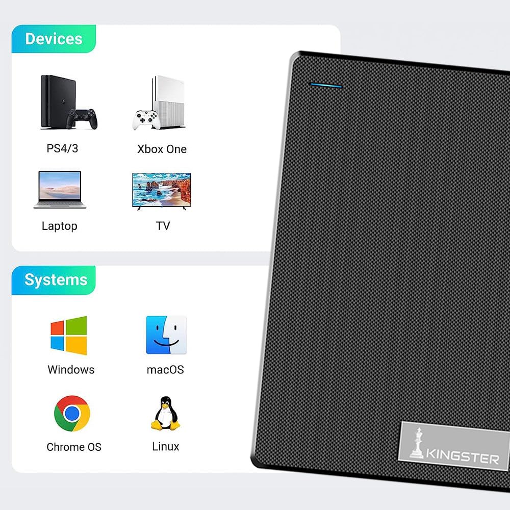 ® 500GB Ultra Slim External Hard Drive | Portable HDD | USB 3.0 High-Speed 5Gbps | Plug & Play | Backup Drive for Laptop, PC, Mac | Lightweight & Durable – Black