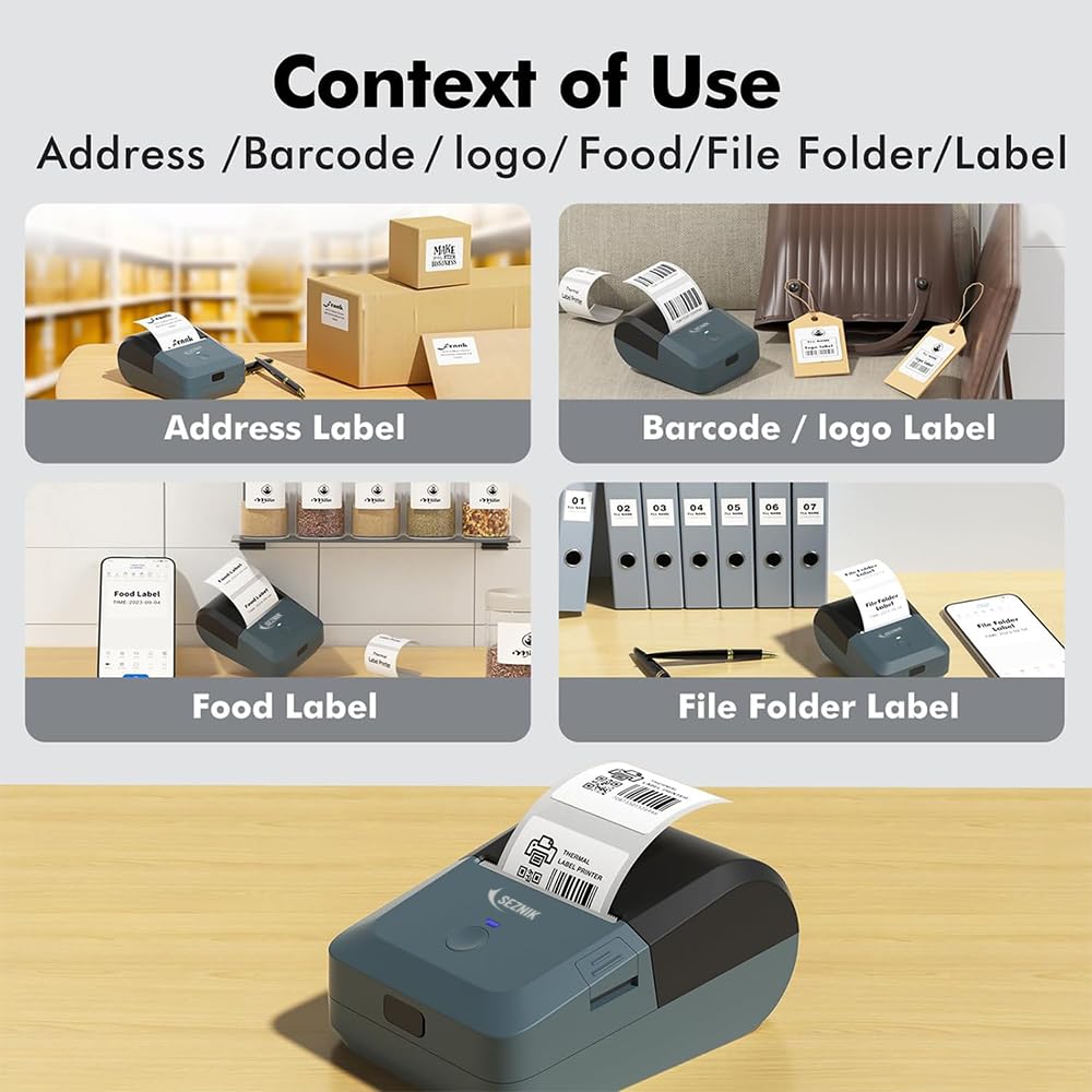 Tej Bluetooth Mini Thermal Label Printer for Business Office Home | Inkless Thermal | Mobile, Desktop Compatible | 58 mm (2 inches) | Lifetime Free App | 1 Year Warranty (Tej Label Printer)