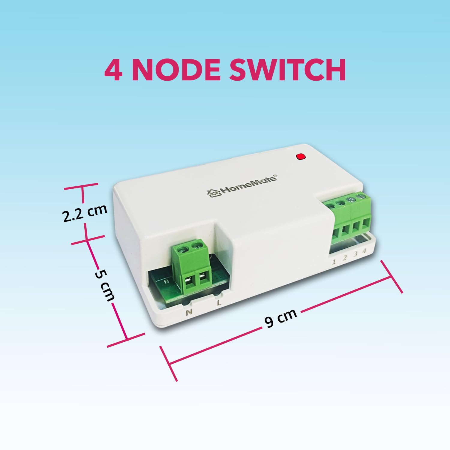 HomeMate WiFi 4 Node Smart Switch | No Hub Required | Retro Fit with Manual Control | Home Automation | Works with Amazon Alexa, Google Assistant & Siri