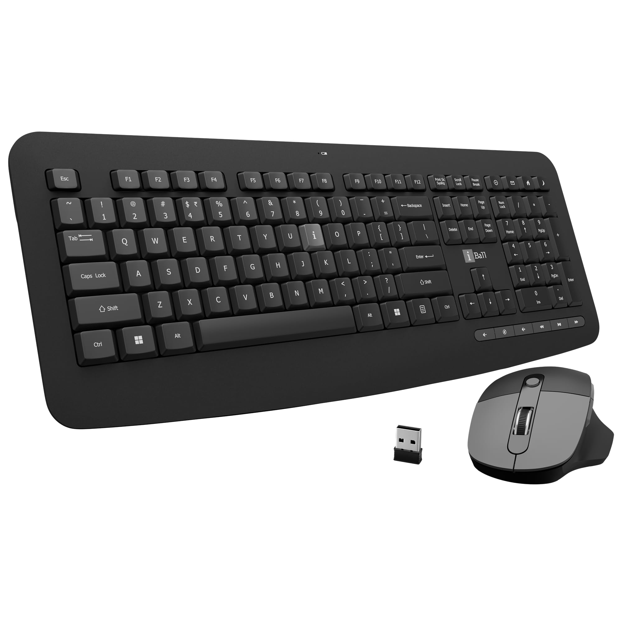 ClickSet S600 Wireless Keyboard & Mouse Combo, 114-Key Full Size Keyboard, 10 Media Keys, Retractable Stand, 1600 DPI Mouse, 6 Buttons, 3-Level DPI, High Precision