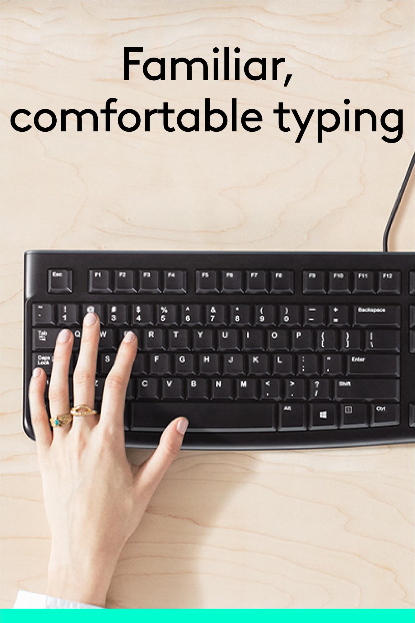 K120 Wired Keyboard for Windows, USB Plug-and-Play, Full-Size, Spill-Resistant, Curved Space Bar, Compatible with PC, Laptop