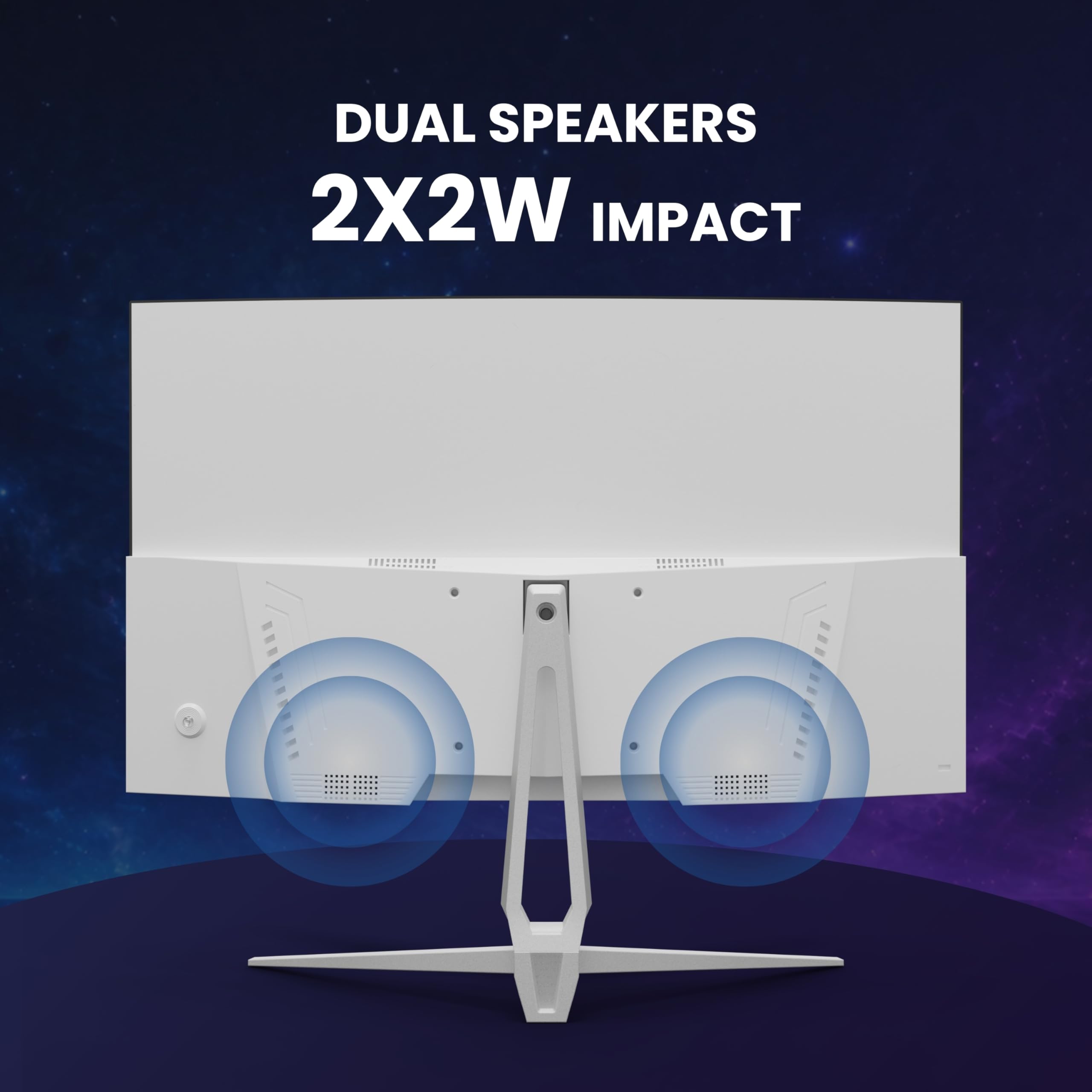 Neon 27-Inch Curved Full HD Monitor (68.58 cm) 120Hz Refresh Rate, 5ms Response Time, 3000:1 Contrast Ratio, Built-in Speakers, 1920x1080, White, 3-Year Warranty