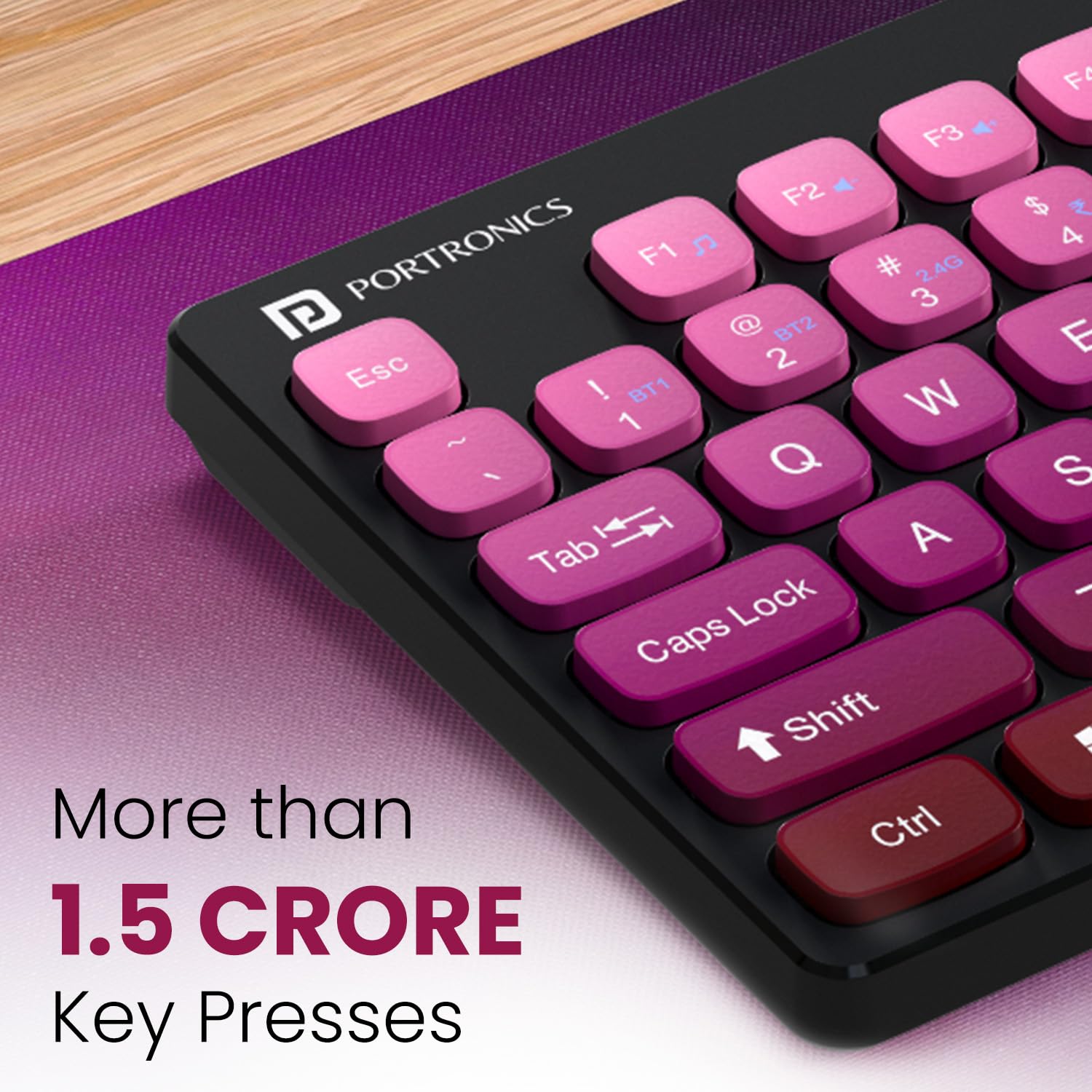 Bubble Multimedia Wireless Keyboard 2.4 GHz & Bluetooth 5.0 Connectivity, Noiseless Experience, Compact Size for iOS iPad Air, Pro, Mini, Android, Windows Tablets PC Smartphone(Purple)