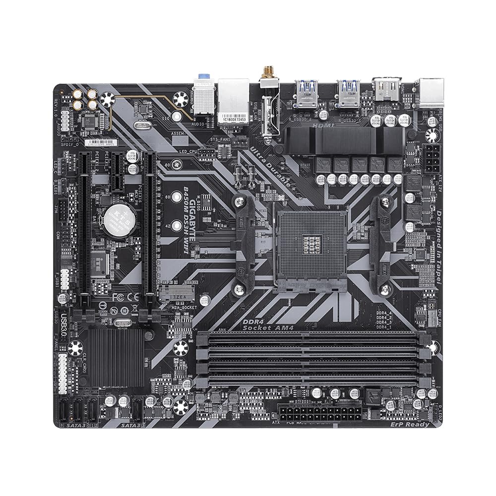 B450M DS3H WiFi (AM4/ AMD B450/ SATA 6GB/s/USB 3.1/ HDMI/WiFi/Bluetooth/AMD Motherboard)