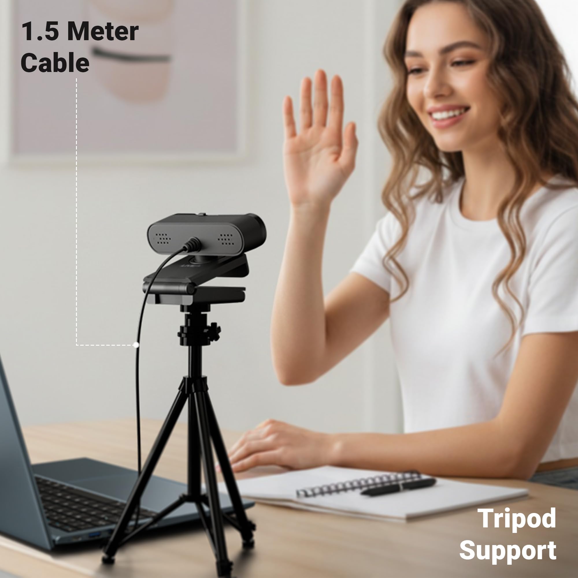 Zebronics FHD USB Webcam, 30FPS, 2P2G Lens, 2.0MP CMOS Sensor, Auto-White Balance, Auto-Exposure, Privacy Shutter, Built-in Mic, for Teams, FaceTime, PC/Laptop (Live Pro)