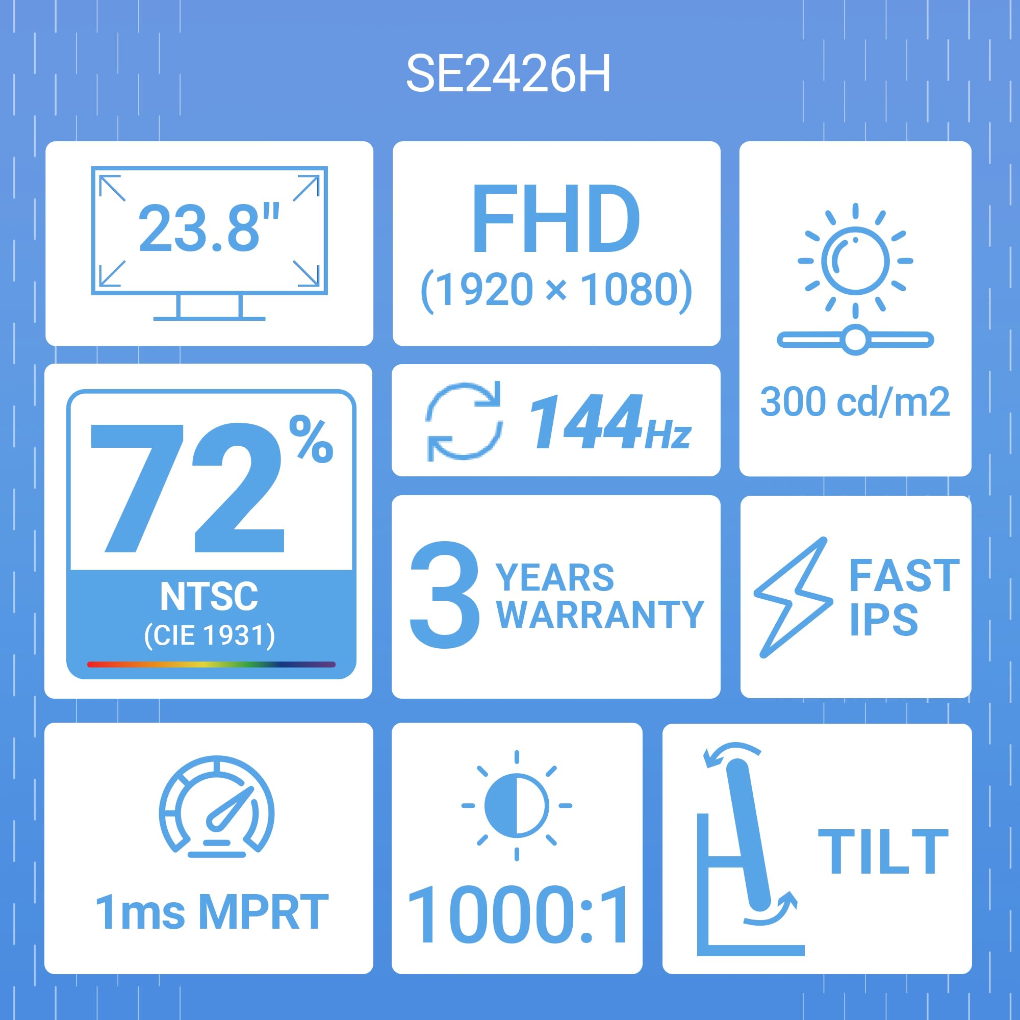 SE2426H 23.8-Inch Full HD IPS Panel Monitor (Black) Ultra-Thin Bezels, Flicker-Free Display, Comfortview Plus, HDMI & VGA Connectivity – Sleek Design for Home & Office