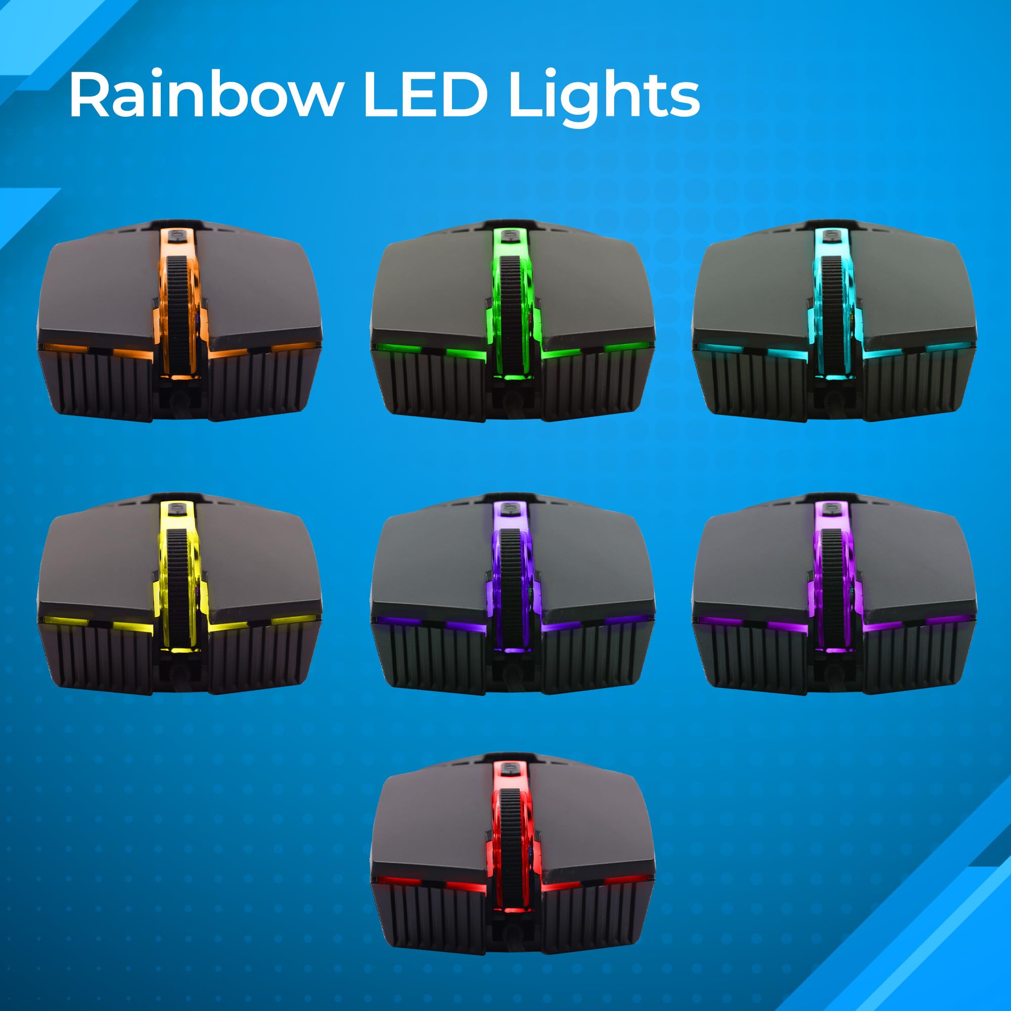 PHERO Wired Gaming Mouse with up to 1600 DPI, Rainbow LED Lights, DPI Switch, High Precision, Plug & Play, 4 Buttons