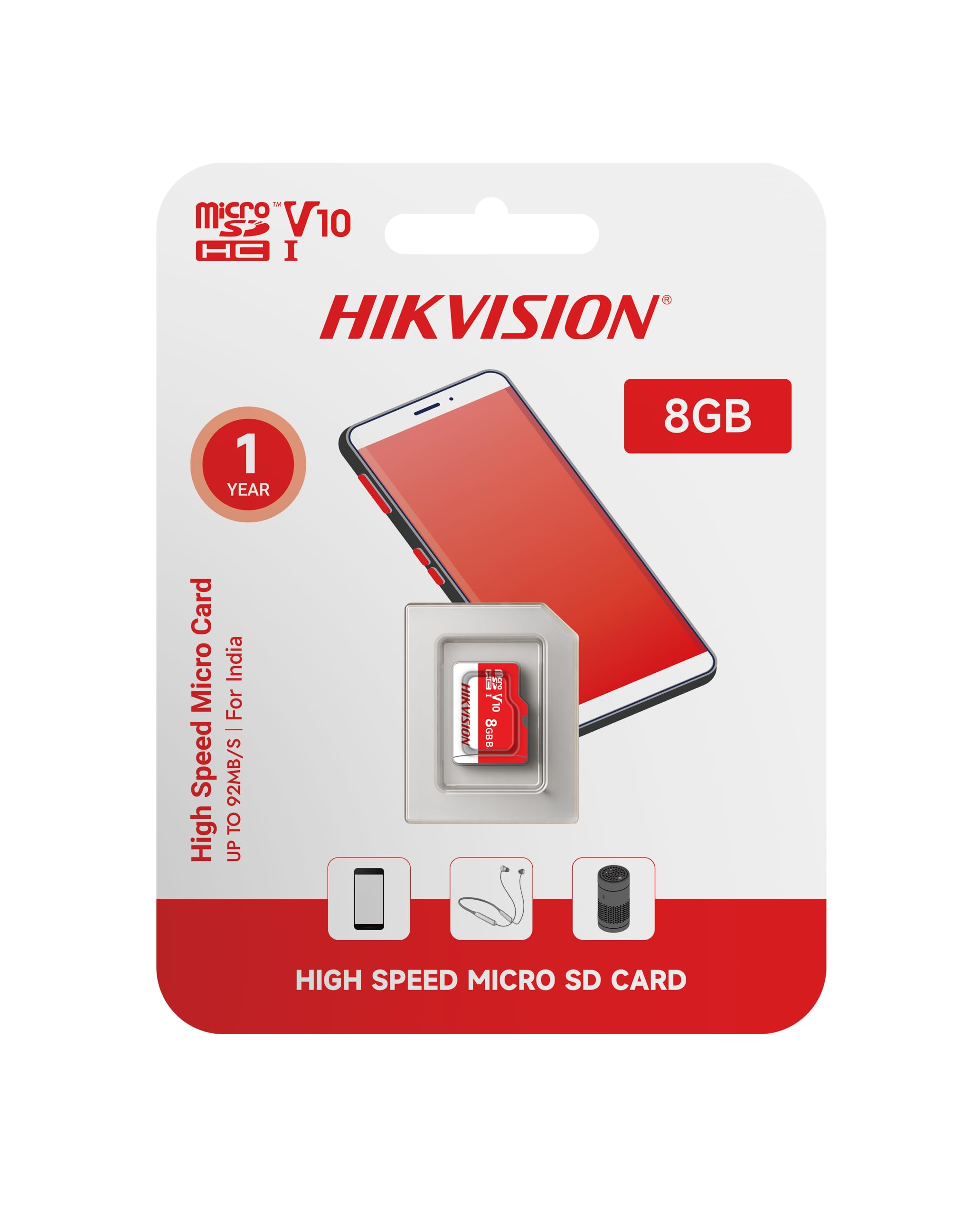 HIKVISION Extreme 8GB microSDXC Memory Card Class 10, V30 | 20MB/s Read, 10MB/s Write Speed | Compitable with Smartphones, Camera, CCTV | Drop Protection | Memory Card | 3 Yrs Warranty.