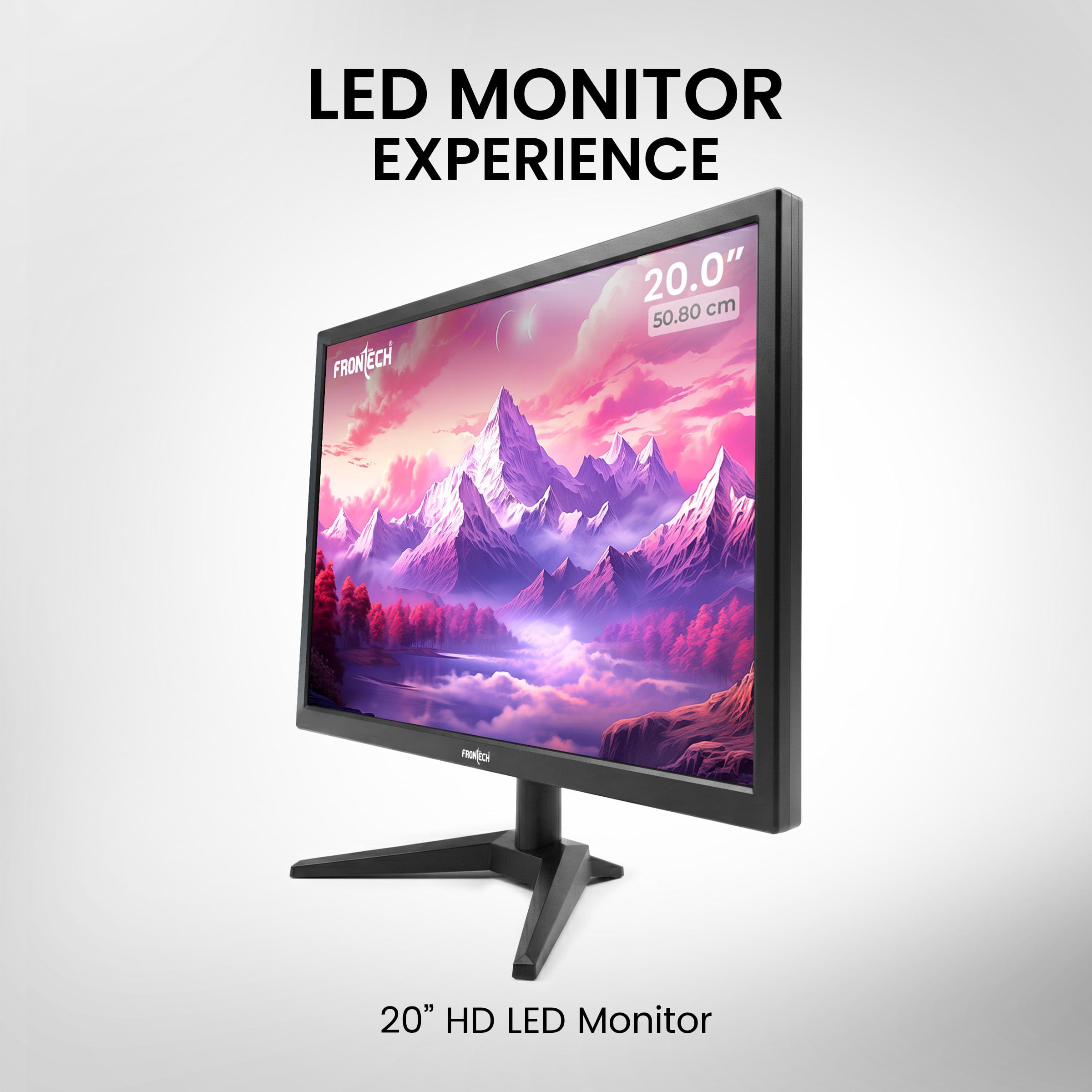 20 Inch (50.8 cm), LED, HD 1600 x 900, 60Hz, Black, 16.7M Colors, Wall Mountable, Slim & Stylish Design, HDMI, VGA, Built-in Power Supply Monitor (MON-0054)