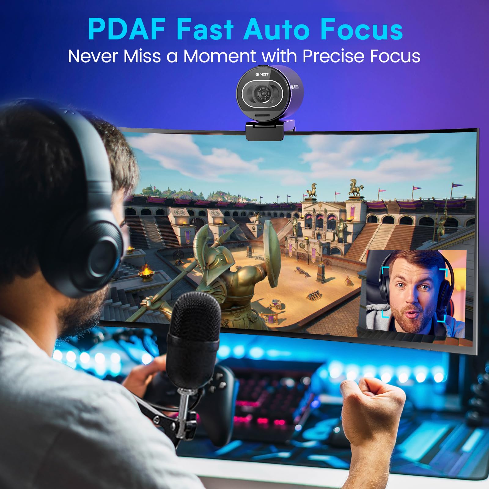 S600 4K Webcam for Streaming - Sony 1/2.5'' Sensor, PDAF Autofocus, 1080P@60FPS, 2 Noise Reduction Mics, Built-in Privacy Cover, 40°-73° FOV, Streaming Camera for Live Commerce, Gaming, Beauty