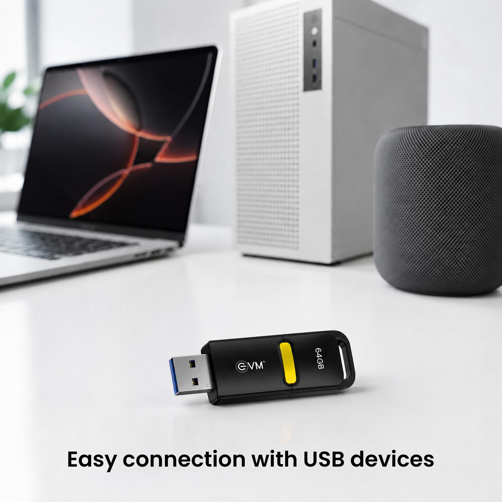 EVM EnX 64GB USB 3.2 Gen 1 Flash Drive | Exceptional 120MB/s Read| Sturdy Premium Metal Body | Convenient Integrated Key Loop | Laptop Desktop Smart TV Car Stereo | 10 Years Warranty (ENX/64GB)