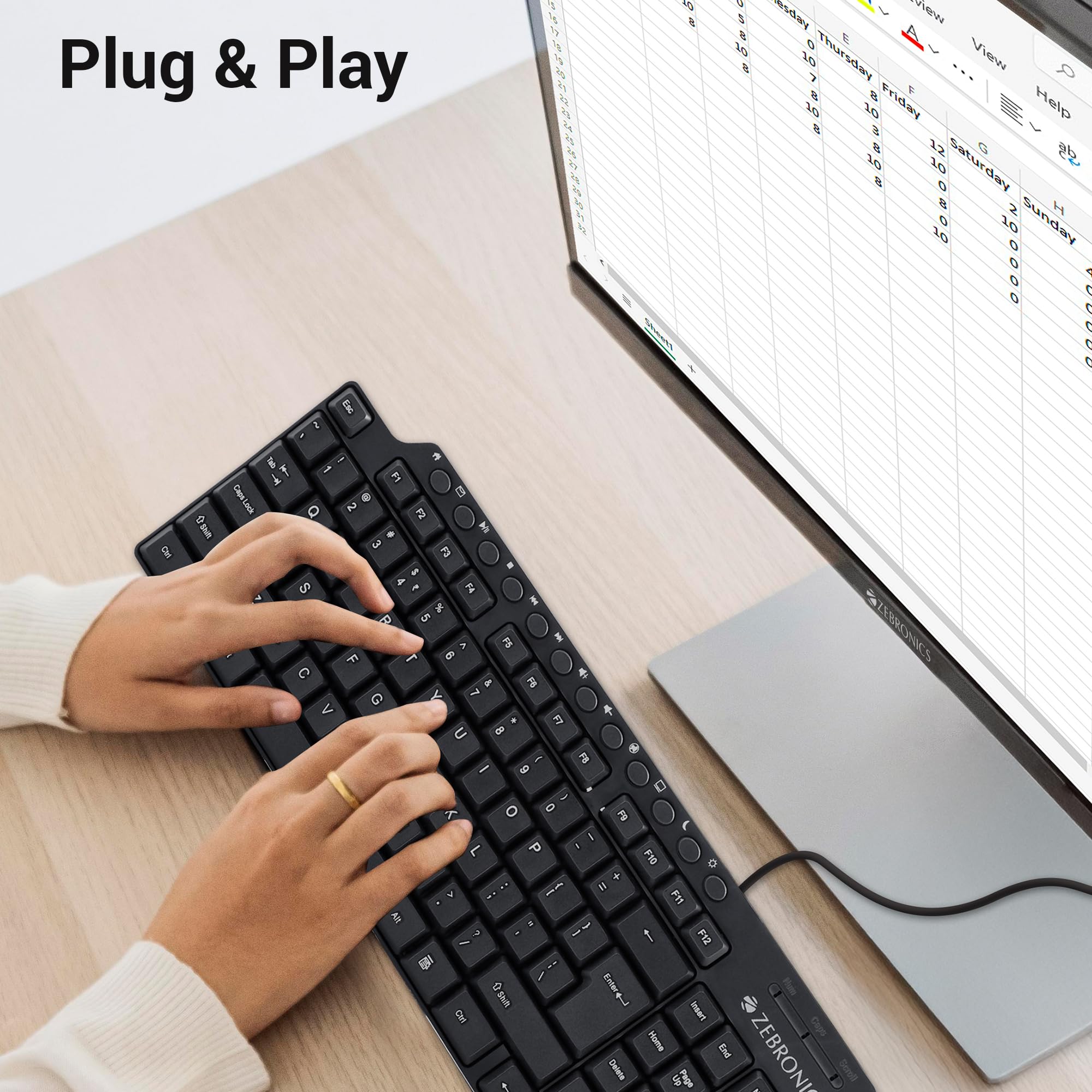 ZEB-KM2100 Multimedia USB Keyboard Comes with 114 Keys Including 12 Dedicated Multimedia Keys & with Rupee Key