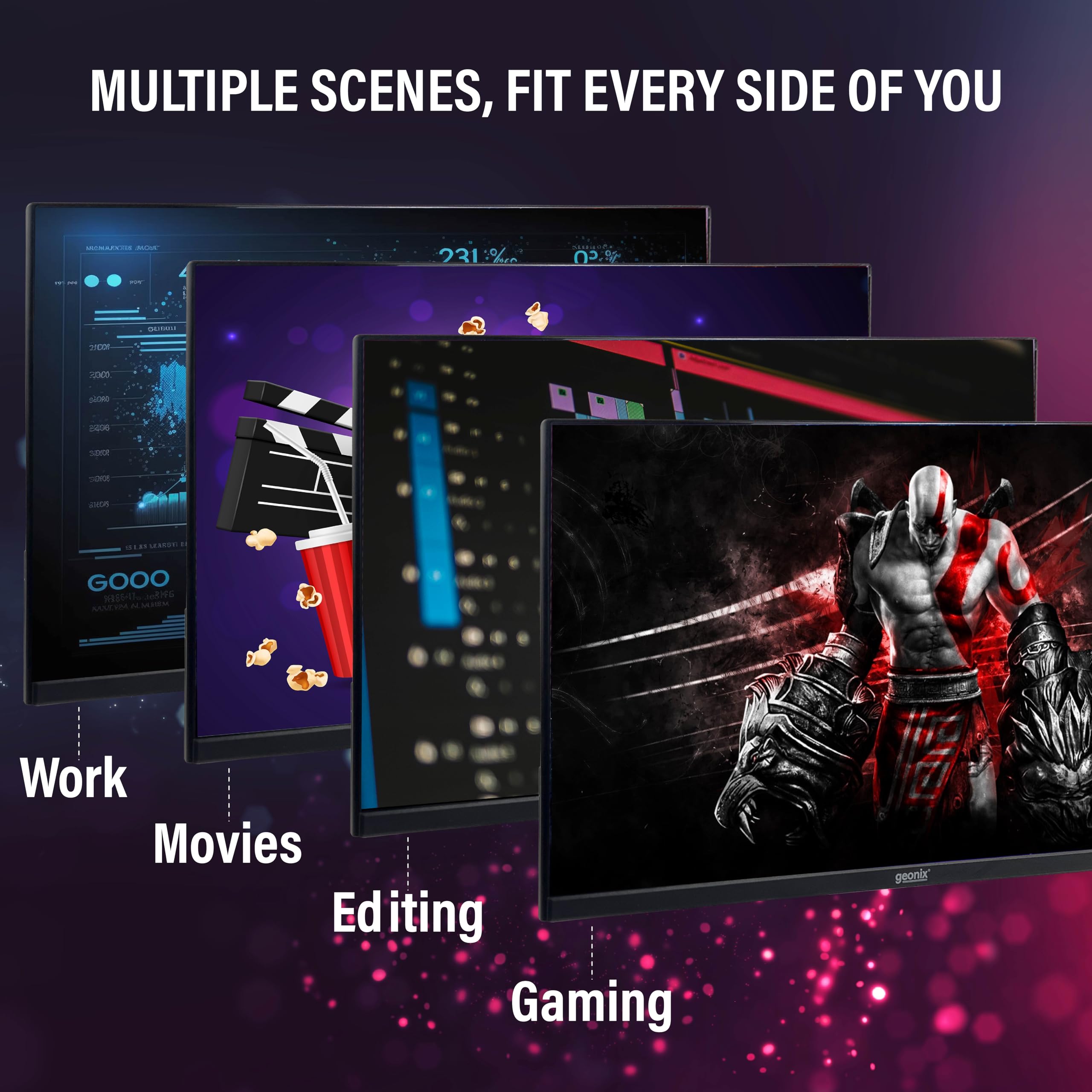 24 Inch IPS Computer Monitor Full HD 1920x 1080 Monitor, 3000:1 Contrast Ratio Frameless Display, HDMI and VGA, 16.7 Million Colors PC Screen, Black, 3 Years Warranty