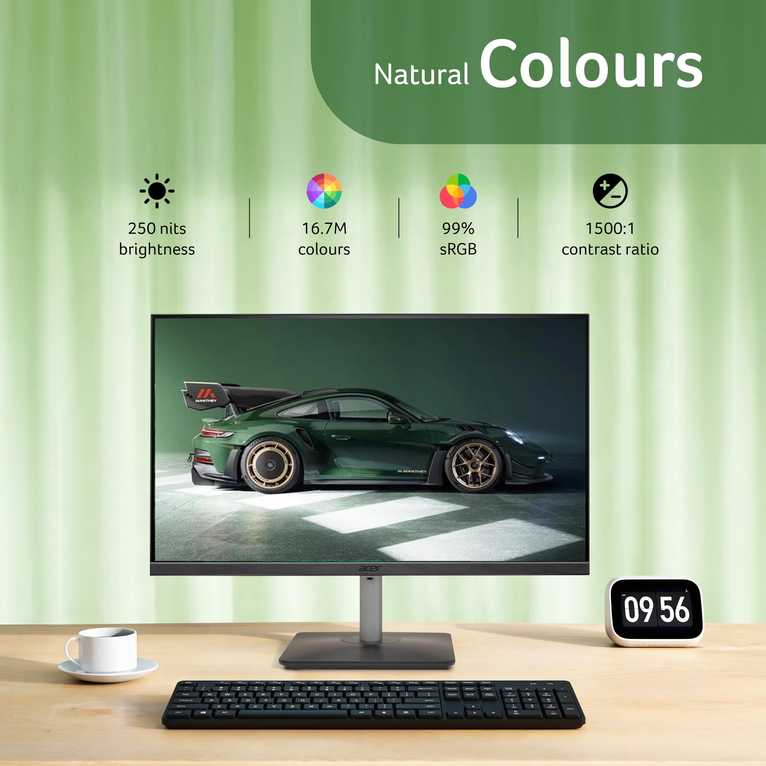 RS242Y P1 23.8 Inch IPS FHD Monitor | 144Hz Refresh | 1ms VRB | AMD FreeSync | Ultra Slim 6.9mm ZeroFrame Design | HDMI + VGA | 99% sRGB | Dual Glass Design | Built-in Speakers | Tilt Adjustable