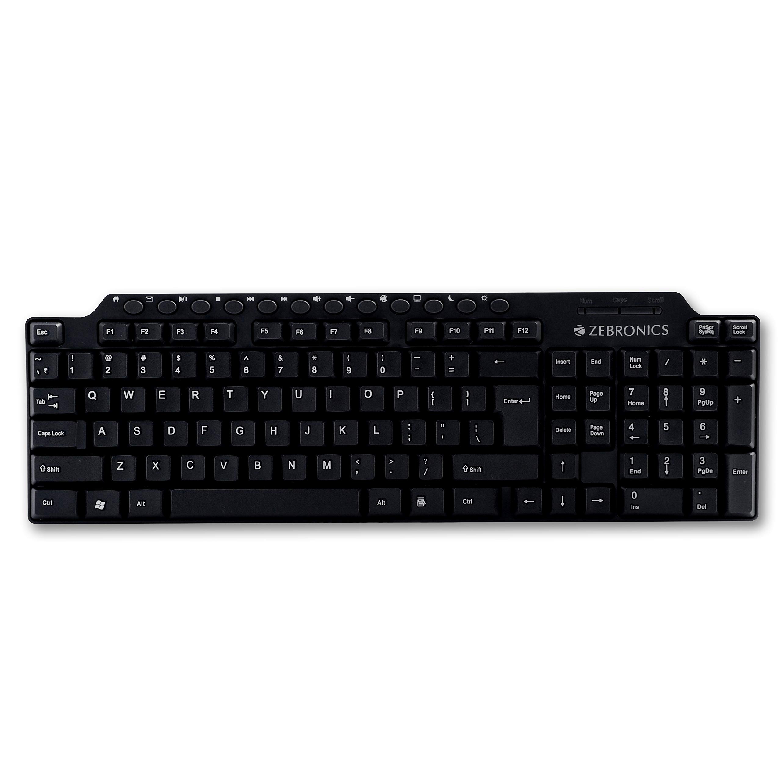 ZEB-KM2100 Multimedia USB Keyboard Comes with 114 Keys Including 12 Dedicated Multimedia Keys & with Rupee Key